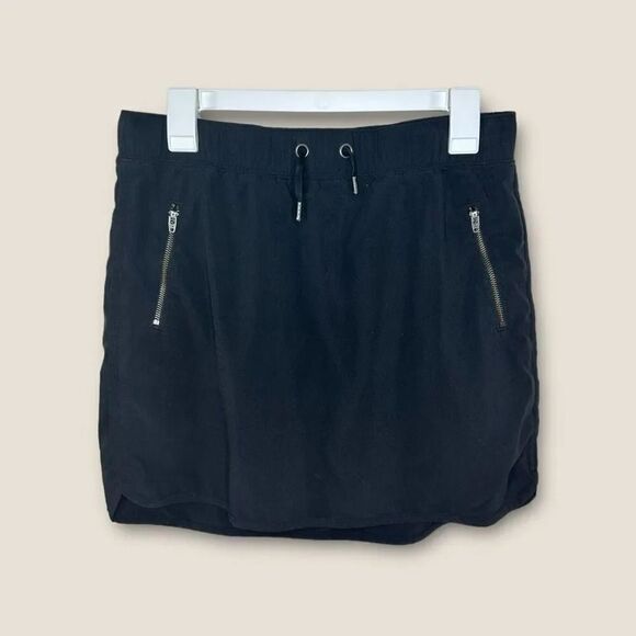 Athleta Women's M Black Zipper-Pockets Elastic-Waist Drawstring Athletic Skort - Picture 1 of 4